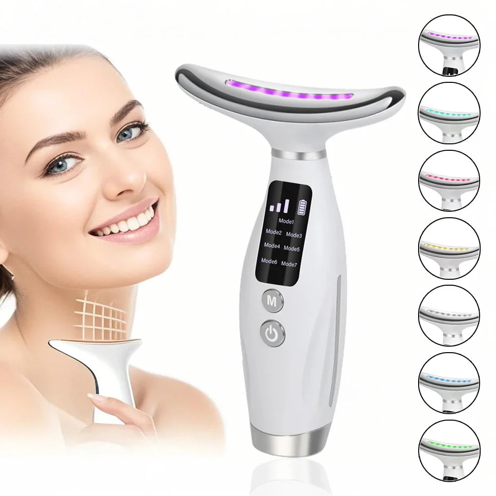 2025 EMS Micro-current Neck & Face Beauty Device 7 Color Facial Massager for Enhanced