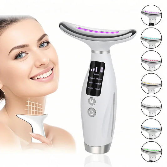 2025 EMS Micro-current Neck & Face Beauty Device 7 Color Facial Massager for Enhanced