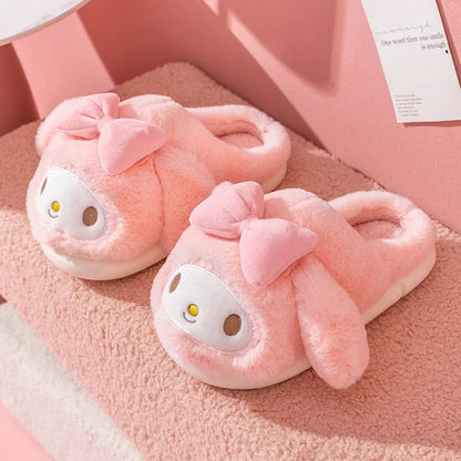 New Sanrio Melody Cotton Slippers Women's Winter Cute Indoor Home Parent-child 2024