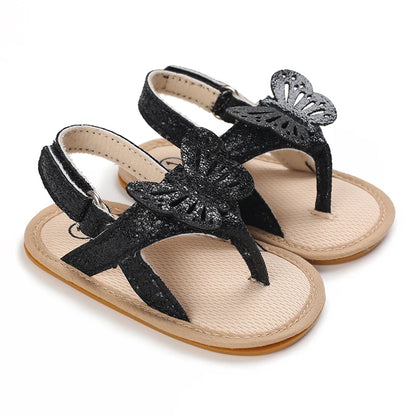 Cute Shiny PU Bow Baby Girl Shoes Summer Sandals with Soft Sole Anti-Slip Feature for Easy Walking