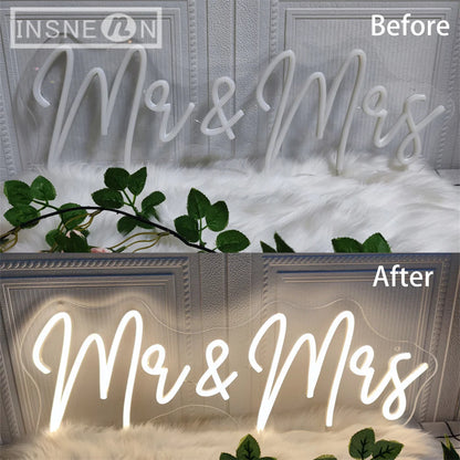 Mr Mrs Neon Sign LED Light with Dimmable Switch Wedding Better Together Neon Sign