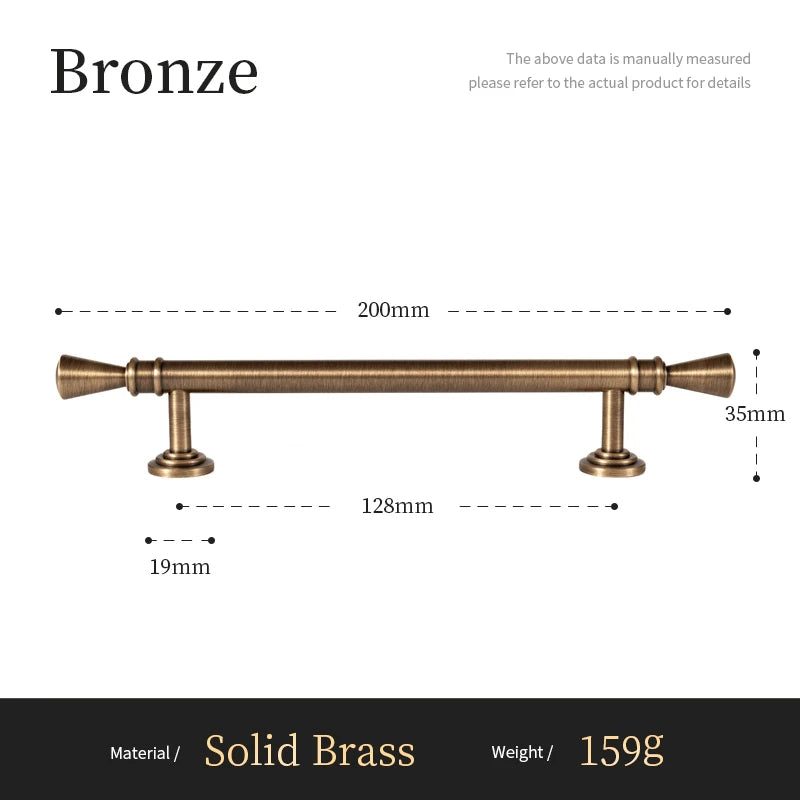 Solid Antique Brass Handle Furniture Handles Single Hole Pendant Drawer Knob T-Bar Kitchen Cabinet Pull Customizable