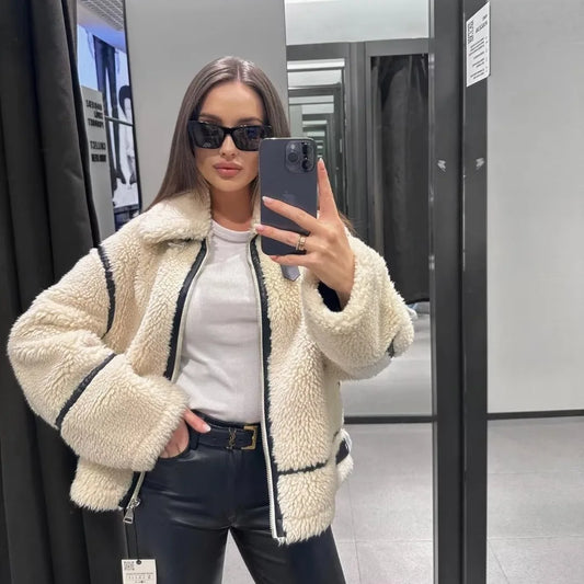 Women's Clothing 2024 Autumn and Winter New Fashion Casual Leather and Fur Lamb Wool