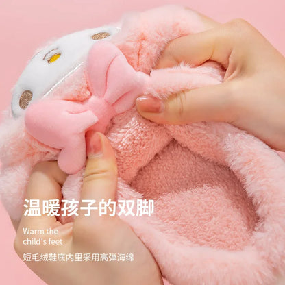 New Sanrio Melody Cotton Slippers Women's Winter Cute Indoor Home Parent-child 2024