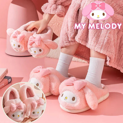 New Sanrio Melody Cotton Slippers Women's Winter Cute Indoor Home Parent-child 2024