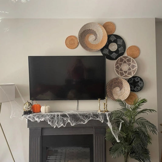 9PCS Boho Wall Decor Rattan Wall Decor Wicker Wall Decoration Hanging