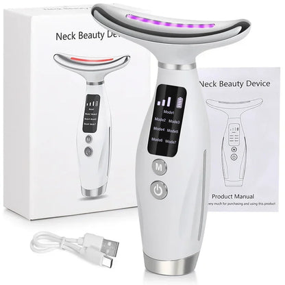 2025 EMS Micro-current Neck & Face Beauty Device 7 Color Facial Massager for Enhanced