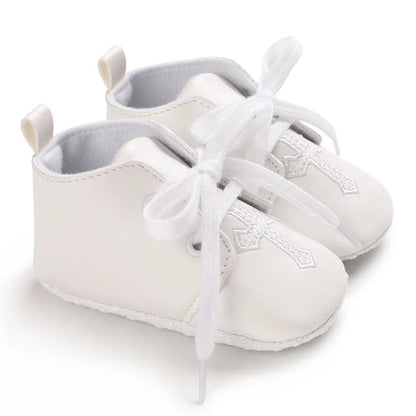 Newborn Baby White Baptism Shoes Soft Anti-slip Toddler Boy Girl Christening Golden Church