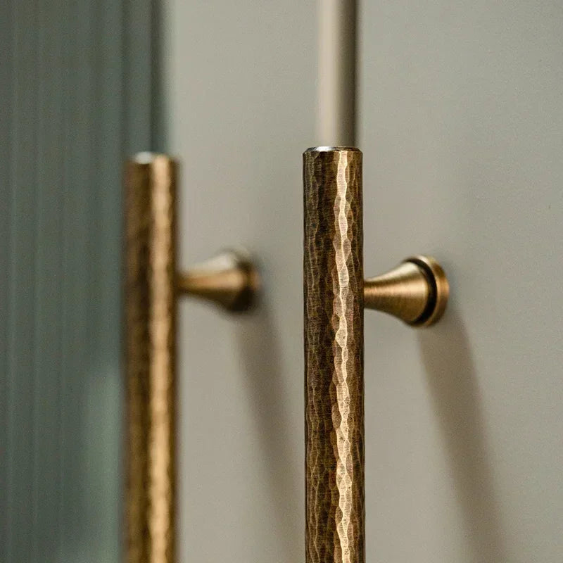 Retro Bronze Handmade Solid Brass Cabinet Door Knobs and Handles Furniture Cupboard Wardrobe Drawer Pull Antique T Bar Handles