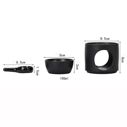 100ml Black Ceramics Essential Oil Incense Burner Spa Yoga Candel Heating Censer