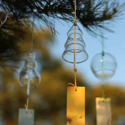 Japanese Style Wind Chimes Glass Decorative Wind Bell Garden Window Hanging Pendants