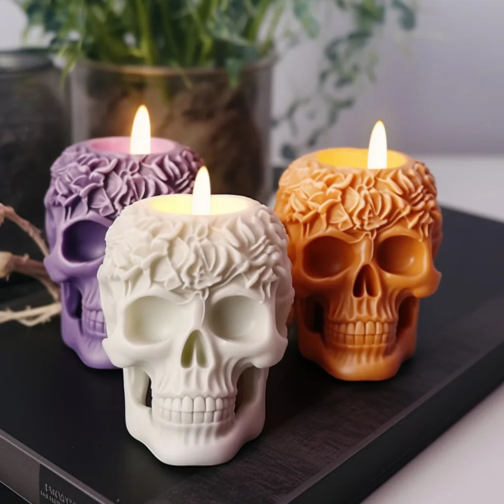 Rose Skull Candle Mold