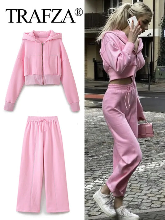 Women Pink Hooded Sweatshirt