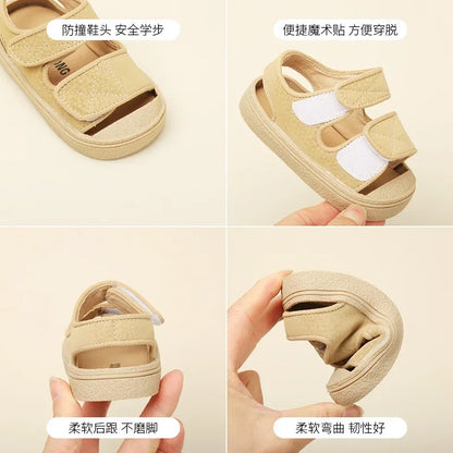 12-16cm Brand Girl's Summer Soft Closed-Toe Sandals,Solid Outdoor Casual Sandals