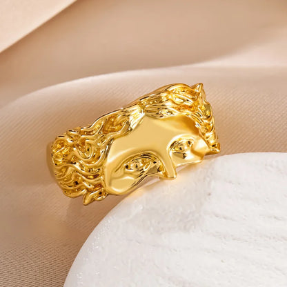 Creative Venus Mask Ring Vintage Thai Silver Relief Opening Adjustable Ring Confession Gift