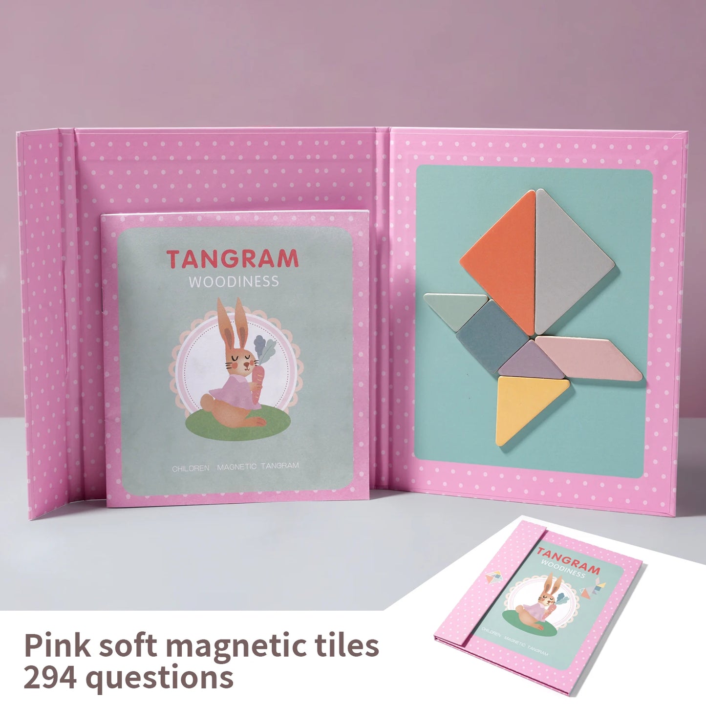 Wooden Jigsaw Magnetic Tangram Puzzle Book Educational Toys For Children Baby Kid Portable Montessori Learning Intelligence