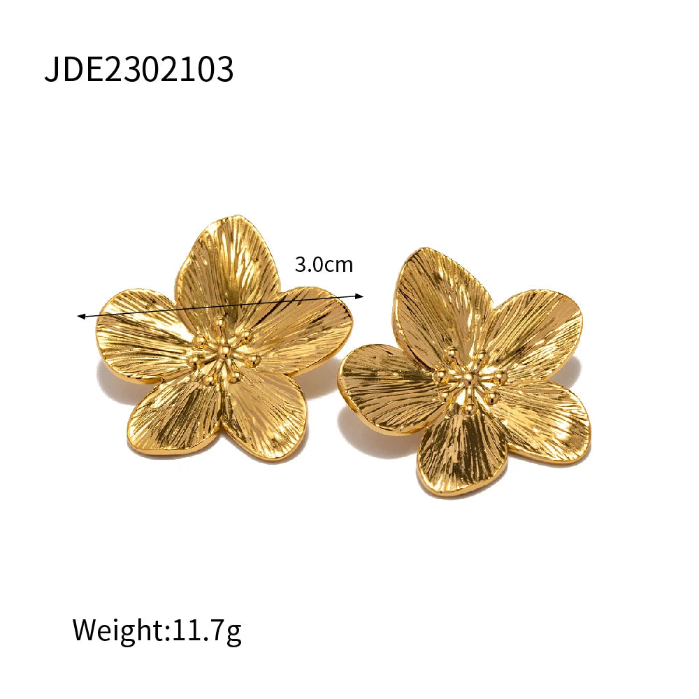 Uworld Trendy 18k Gold Color Plated Stainless Steel Statement Earrings Waterproof Fashion
