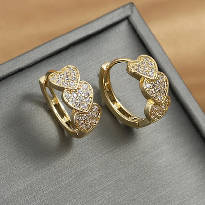 ZAKOL Fashion Hoop Earring Inlaid Shiny Square Crystal Zircon Ear Accessories Party Jewelry for Women