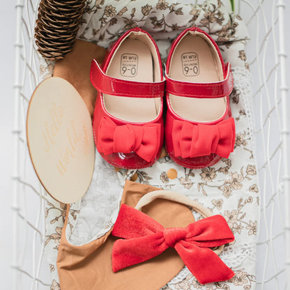 Infant Girls Shoes PU Anti-slip Bowknot Classic Princess Dress 3-colors 0-18M Fashion Shoes