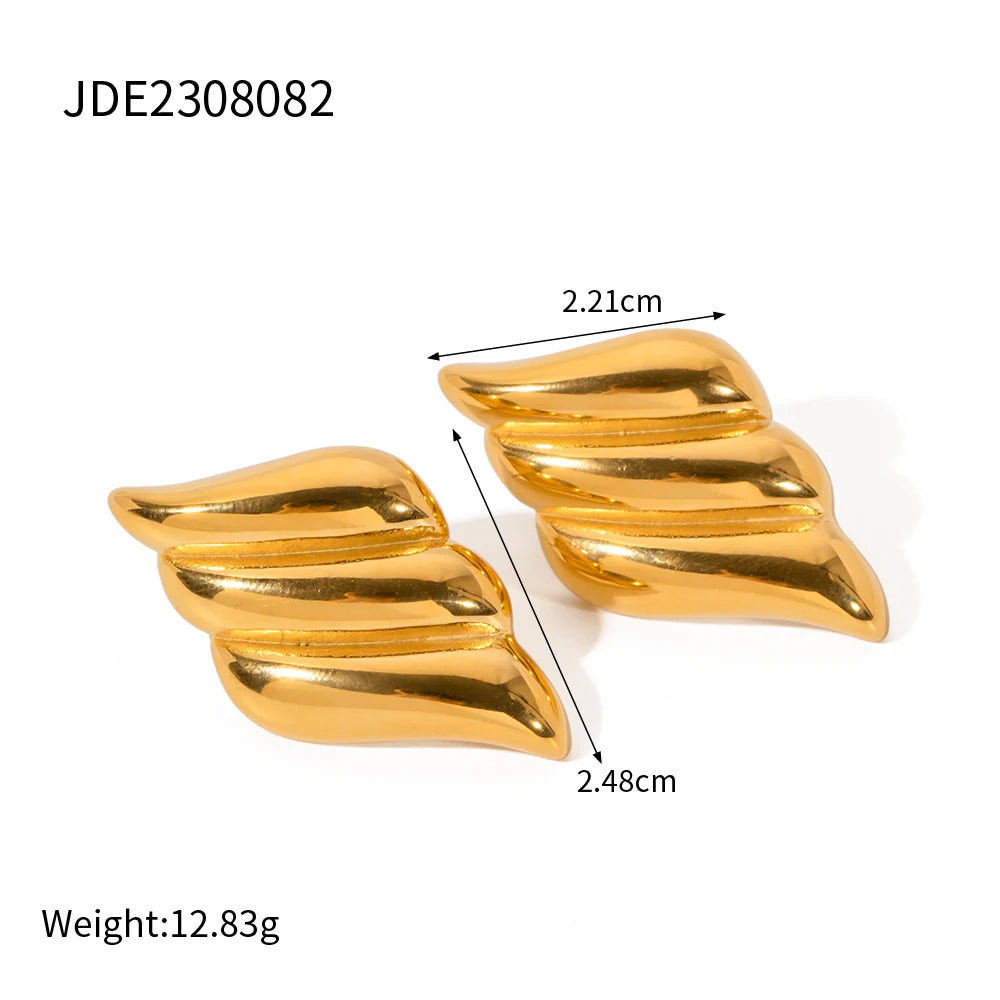 Uworld Trendy 18k Gold Color Plated Stainless Steel Statement Earrings Waterproof Fashion