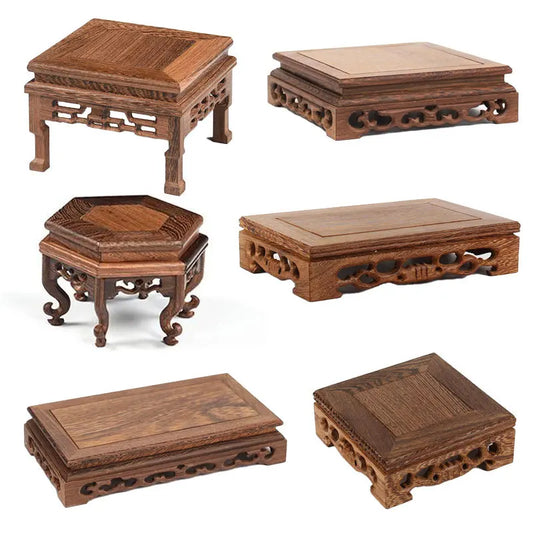 Wooden Retro Tea Tray Table Delicate Small Square Teapot Bases Bonsai Stand Vase Bonsai