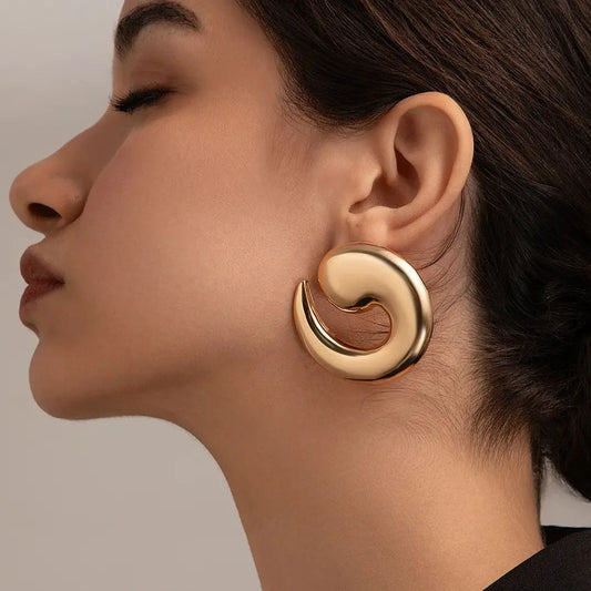 DIEZI Steampunk Vintage Gold Silver Color Metal Stud Earrings Women Punk Fashion Geometric Piercing