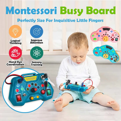Montessori Busy Board Toys for Toddlers Gifts for 3 Year Old Baby Boys Girls