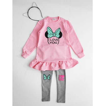 Kids Girls Cartoon Bow Knot Clothing Set