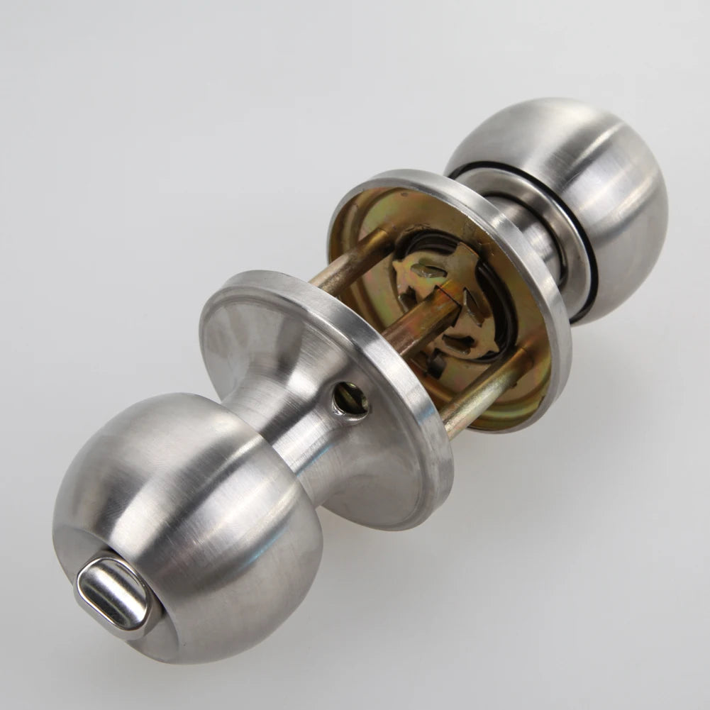 Round Door Handle Door Knobs Lock Stainless Steel Entrance Passage Door Lock with Key