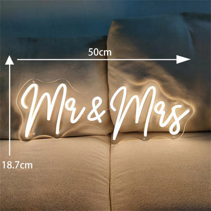 Mr Mrs Neon Sign LED Light with Dimmable Switch Wedding Better Together Neon Sign