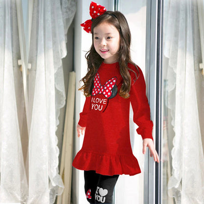 Kids Girls Cartoon Bow Knot Clothing Set
