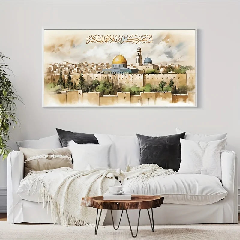 Canvas Print Posters Islamic Mosque Dome Rock Temple Canvas Wall Art Paintings Artwork