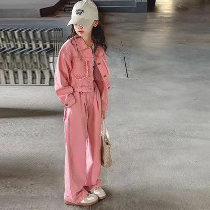 Girls Denim Jacket and Pants Set