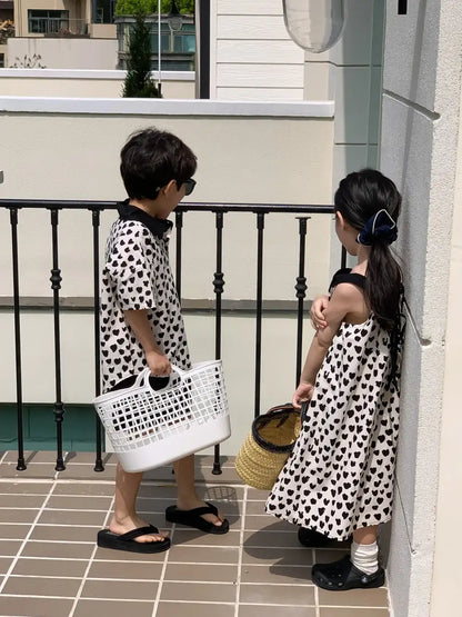 Kids Summer Korean Suspender Skirt Set