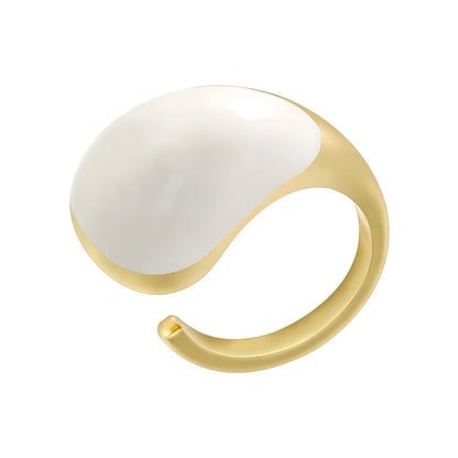 ZHUKOU Enamelled Oil Drop Brass Large Head Teardrop Opening Adjustable Unisex Ring