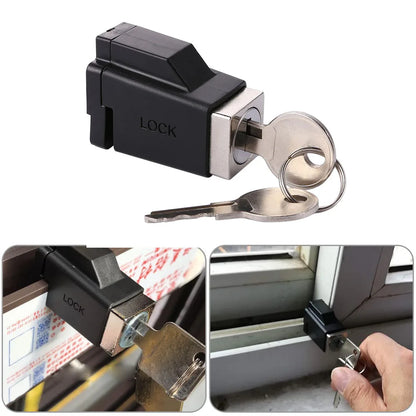 Aluminum Alloy Window Locks with 2 Keys Window Restrictor Lock Durable Portable