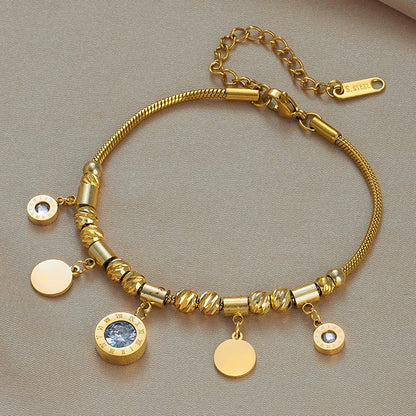 DIEYURO 316 Stainless Steel Butterfly Lightning Green Stone Charm Bracelet For Women