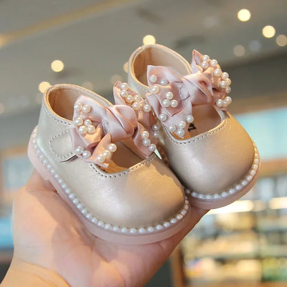 Baby Girls Big Bow Shoes Low Heel Flower Wedding Party Dress Shoes Princess Shoes