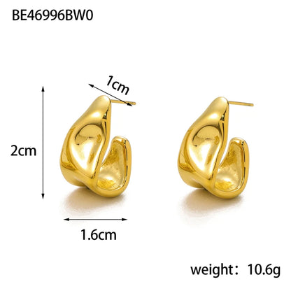 CARLIDANA Stainless Steel Chunky Texture Hoop Earrings Jewelry for Women Gold Plated