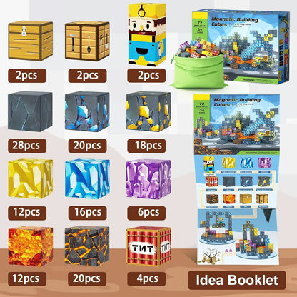 Magnetic Building Blocks Mine World Magnet Cube Set for Boy Girl Kid Age 3+ DIY Model