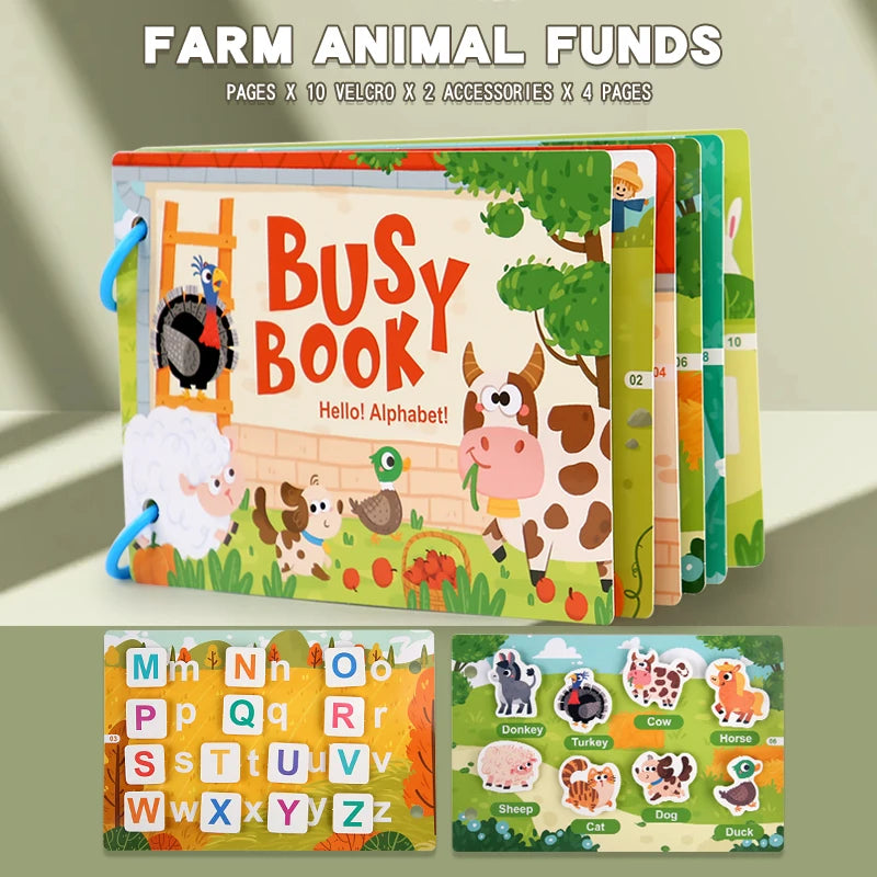 Montessori Baby Busy book My First Quiet Book Paste Early Learning Education Toy Children