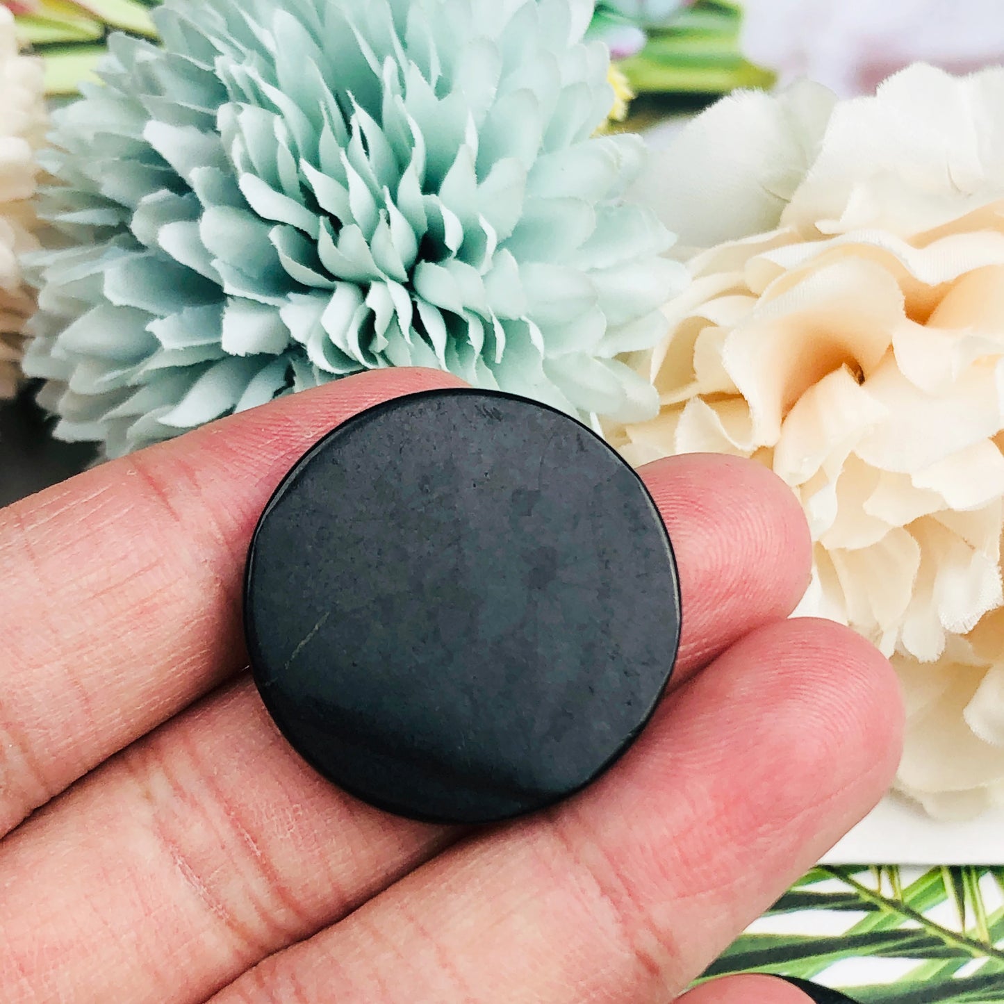 Round Shungite Phone Sticker - Natural Black Shungite Disc Wellness 20/25/30mm