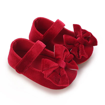 Spring and Autumn Girl Baby Shoes Classic Fashion Red Theme Cute Bow Princess Shoes