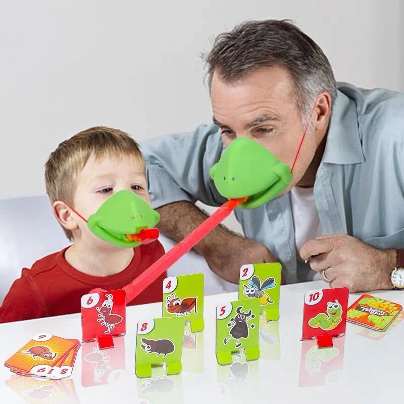Frog Lizard Mask Wagging Tongue Lick Cards Board Games for Children Family Party Toys