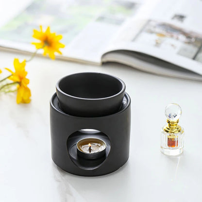 100ml Black Ceramics Essential Oil Incense Burner Spa Yoga Candel Heating Censer