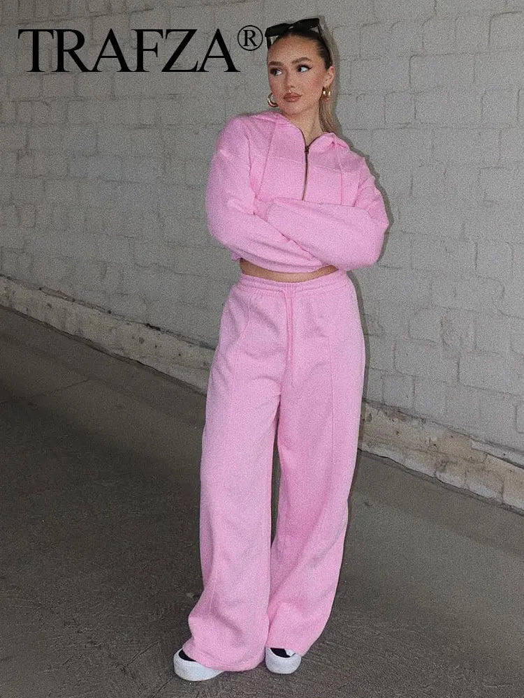 Women Pink Hooded Sweatshirt