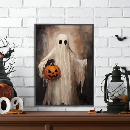 Retro Victorian Animal Crow Witch Ghost Canvas Print Dark Pumpkin Skull Halloween Wall Art Poster for Living Room & Gothic Decor