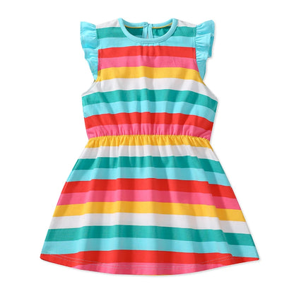 Kids Rainbow Striped Summer Dress
