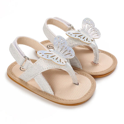 Cute Shiny PU Bow Baby Girl Shoes Summer Sandals with Soft Sole Anti-Slip Feature for Easy Walking