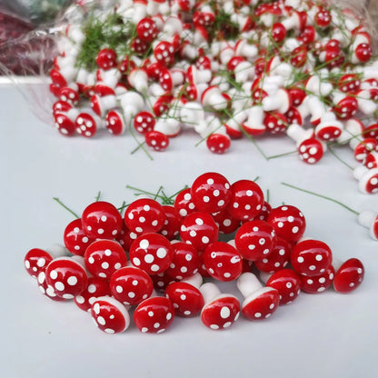 20Pcs Artificial Mini Resin Mushroom Miniatures Fairy Garden Landscape Moss Terrarium